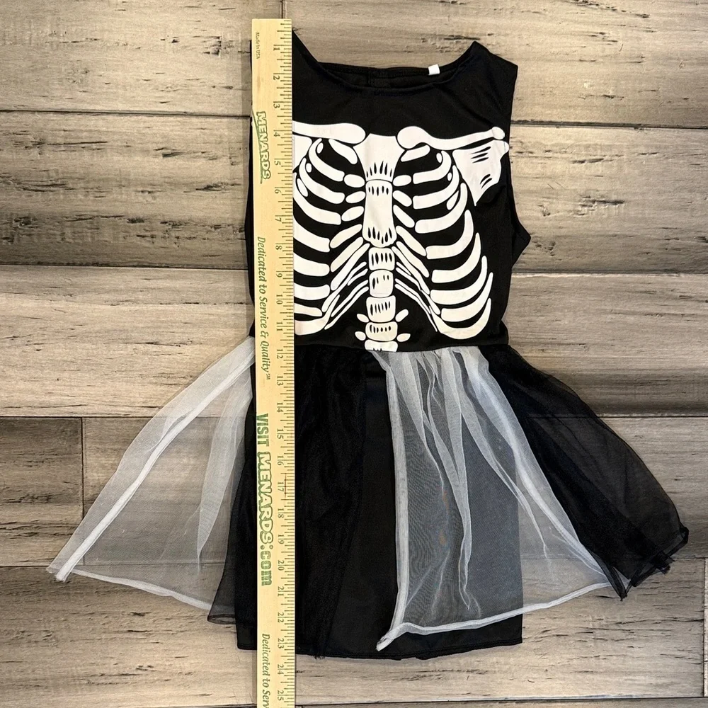 Black Skeleton Tulle Kids Costume Dress
